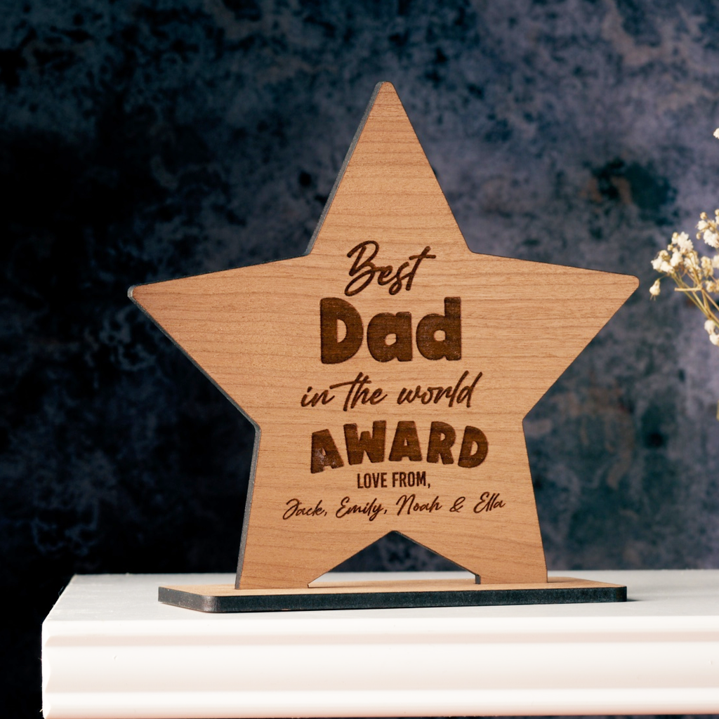 Best Dad Ever Wooden Star Award