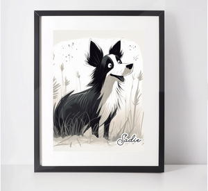 Personalised Border Collie Art Print