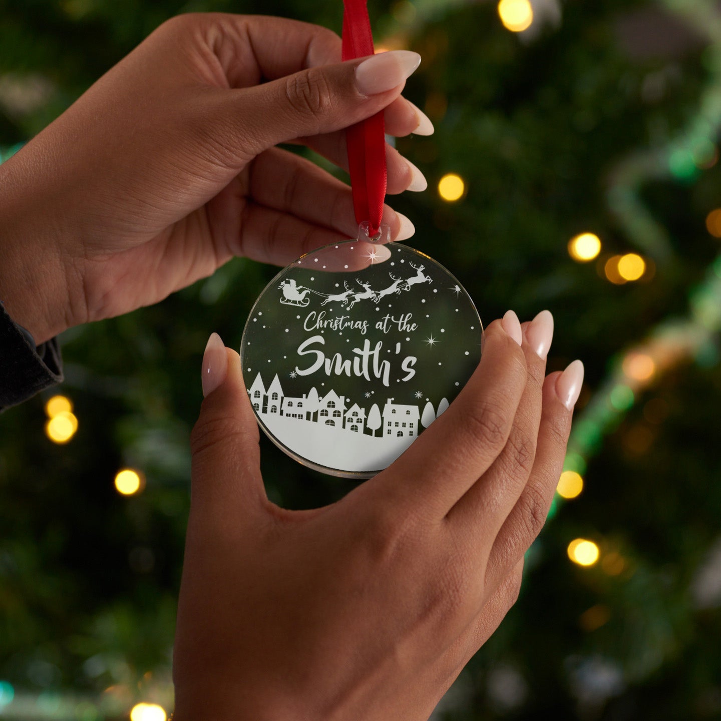 Personalised Christmas At The Christmas Bauble