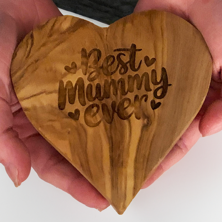 Olive Wood Best Mummy Ever Heart
