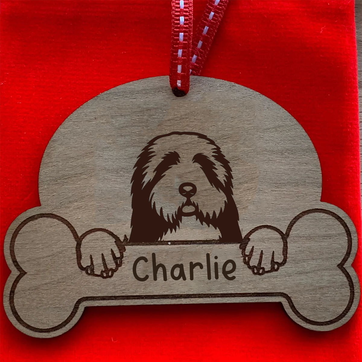 Personalised Dog Breed & Name Christmas Decoration