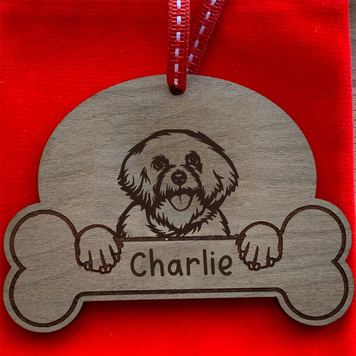 Personalised Dog Breed & Name Christmas Decoration