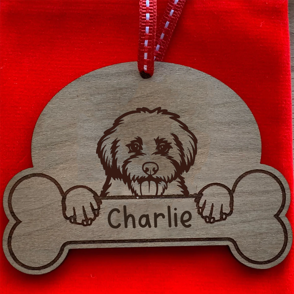 Personalised Dog Breed & Name Christmas Decoration