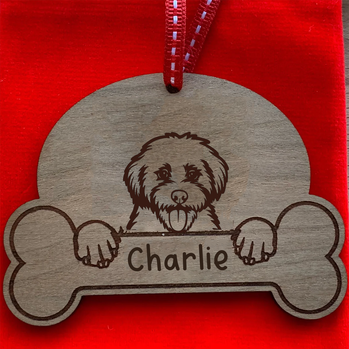 Personalised Dog Breed & Name Christmas Decoration