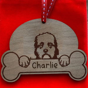 Personalised Dog Breed & Name Christmas Decoration