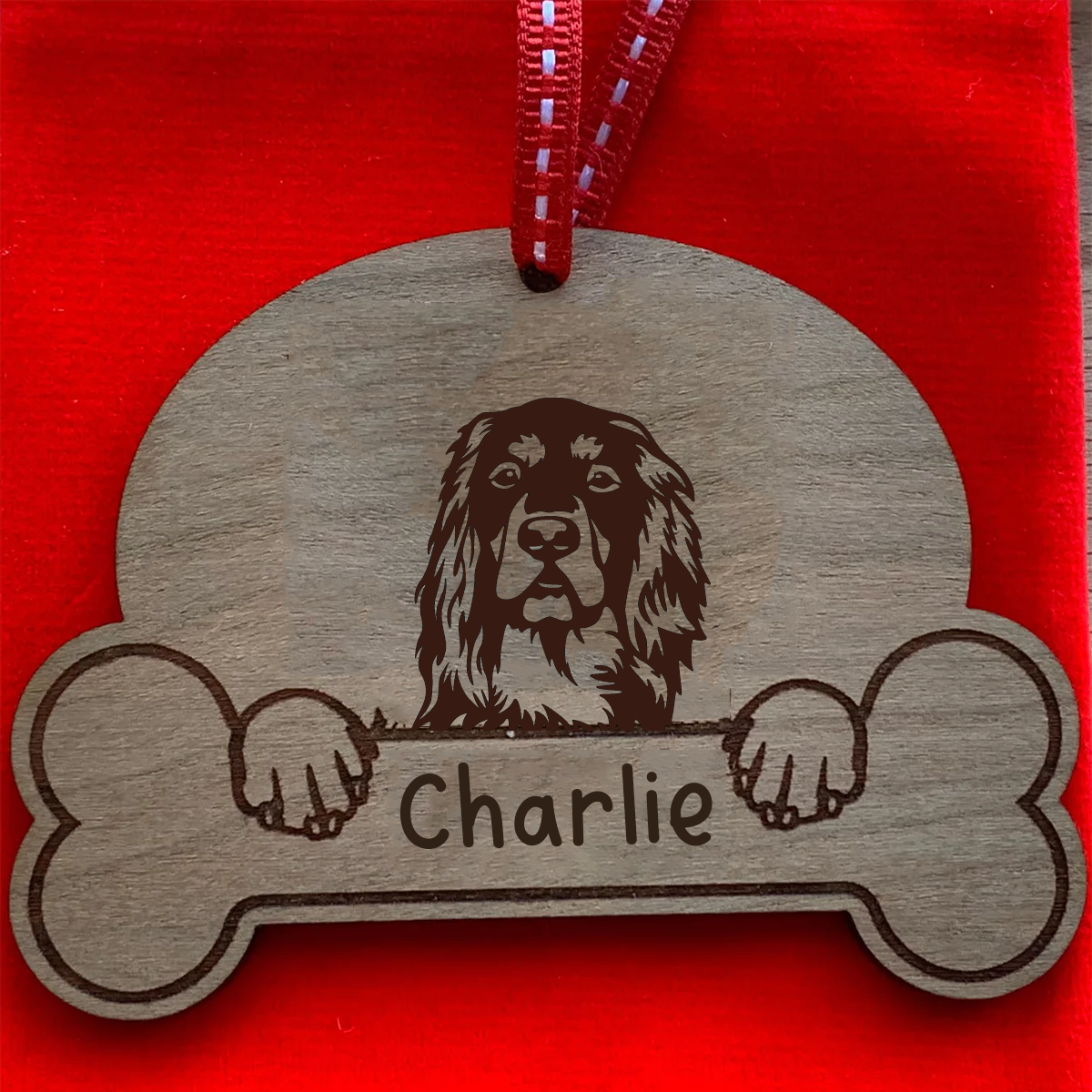 Personalised Dog Breed & Name Christmas Decoration