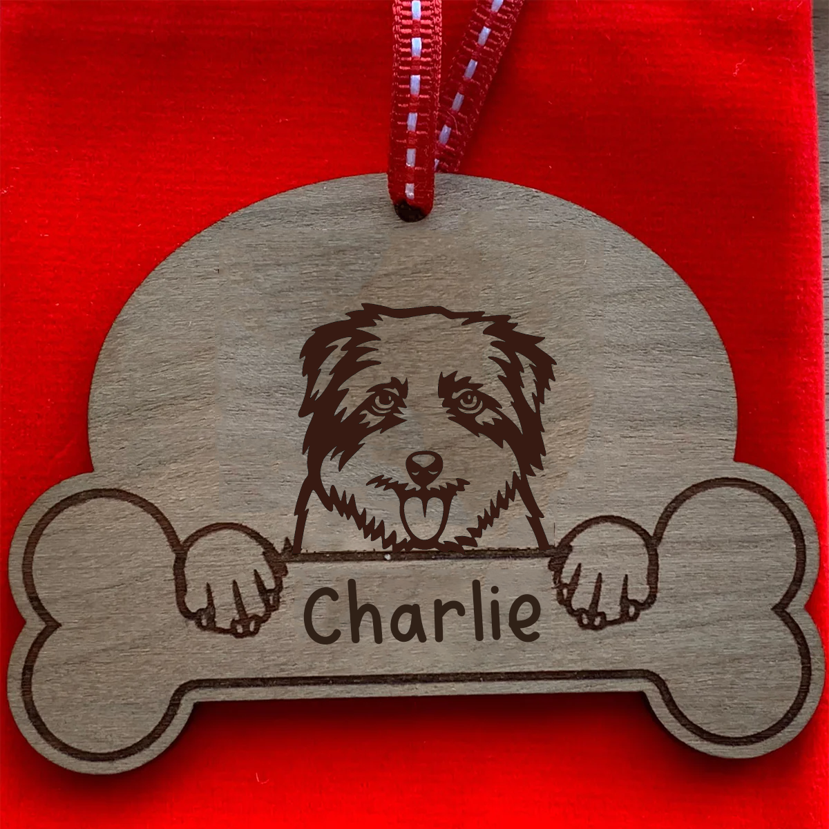 Personalised Dog Breed & Name Christmas Decoration