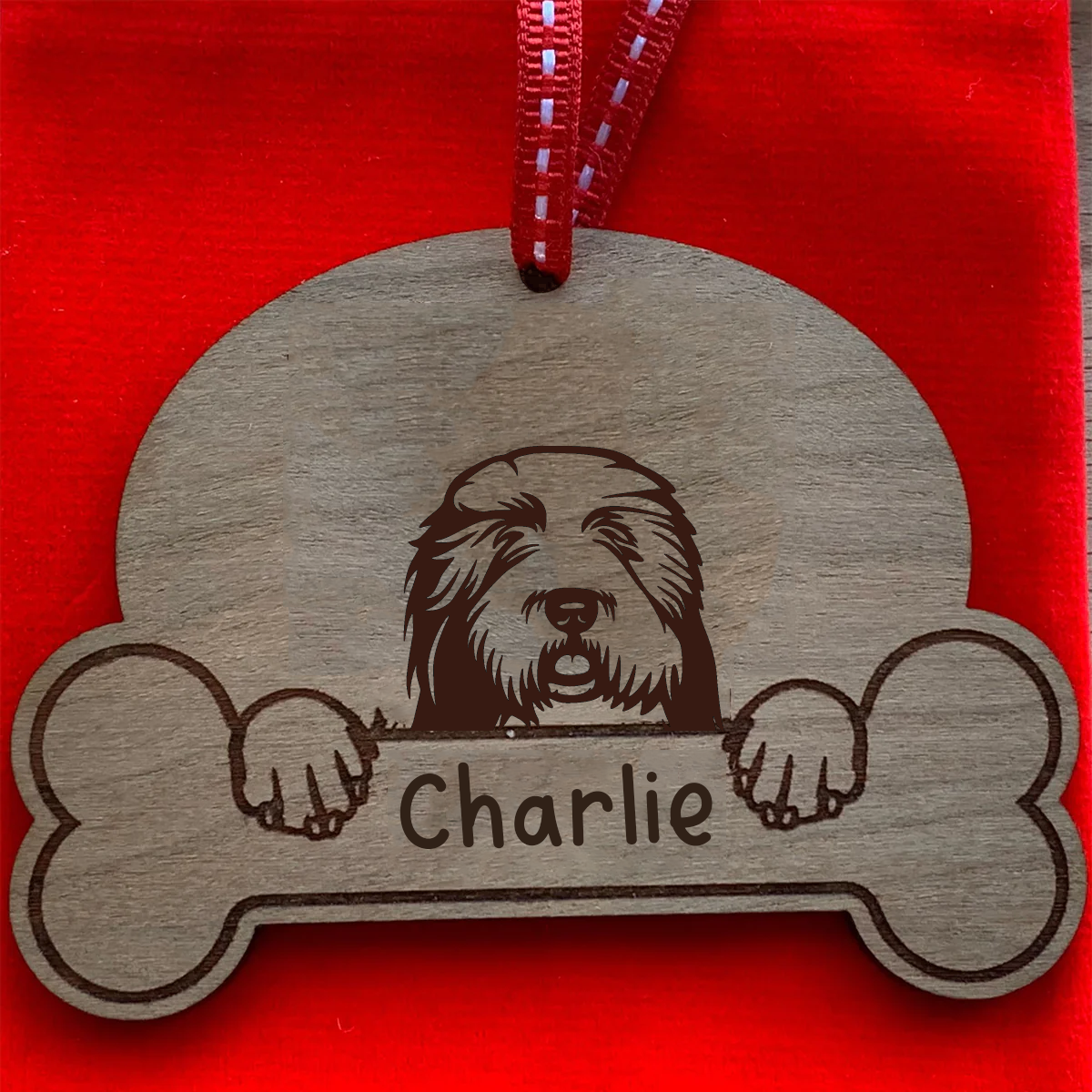 Personalised Dog Breed & Name Christmas Decoration