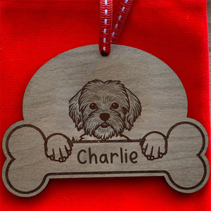 Personalised Dog Breed & Name Christmas Decoration