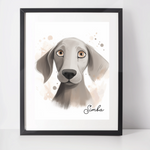 Personalised Weimaraner Art Print