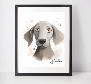 Personalised Weimaraner Art Print