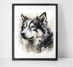 Personalised Alaskan Malamute Art Print