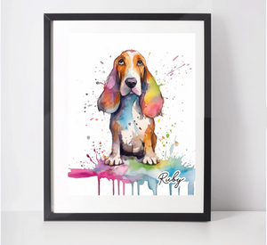 Personalised Basset Hound Art Print