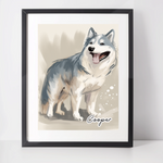 Personalised Alaskan Malamute Art Print