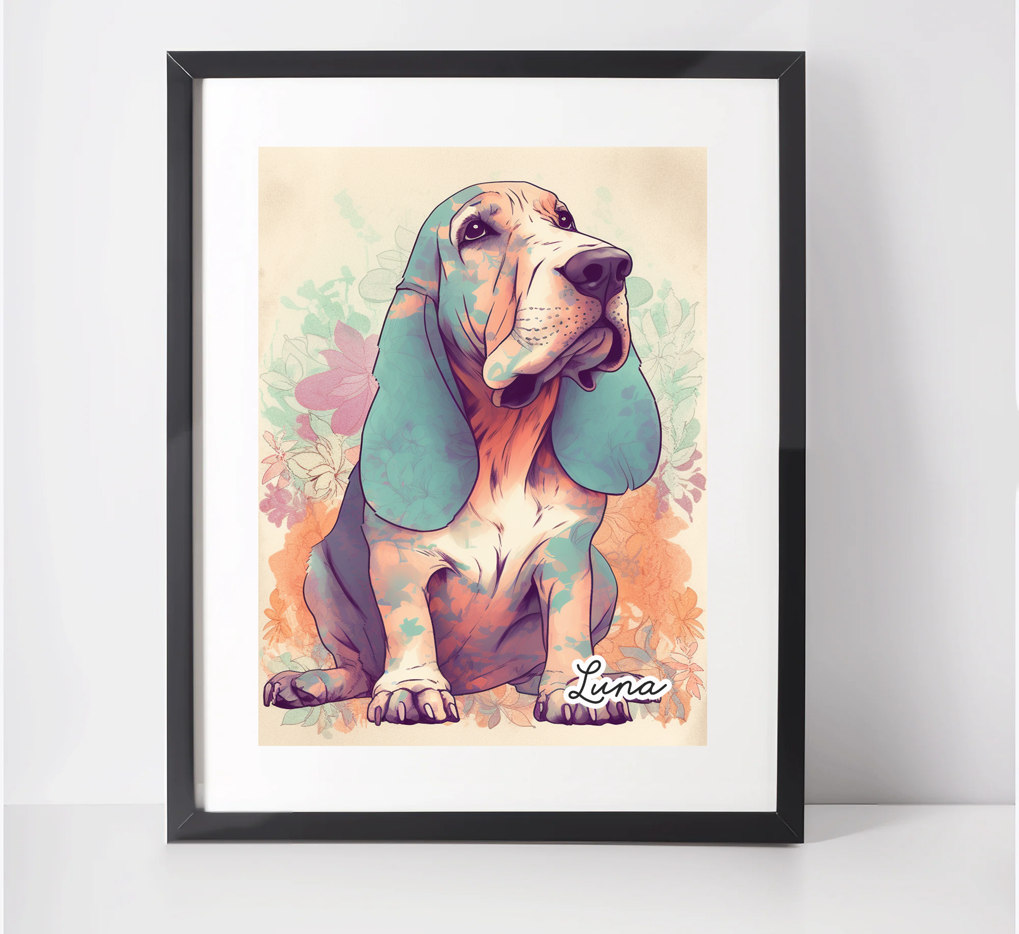 Personalised Basset Hound Art Print