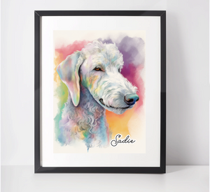 Personalised Bedlington Terrier Art Print