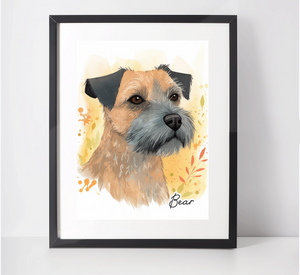 Personalised Border Terrier Art Print
