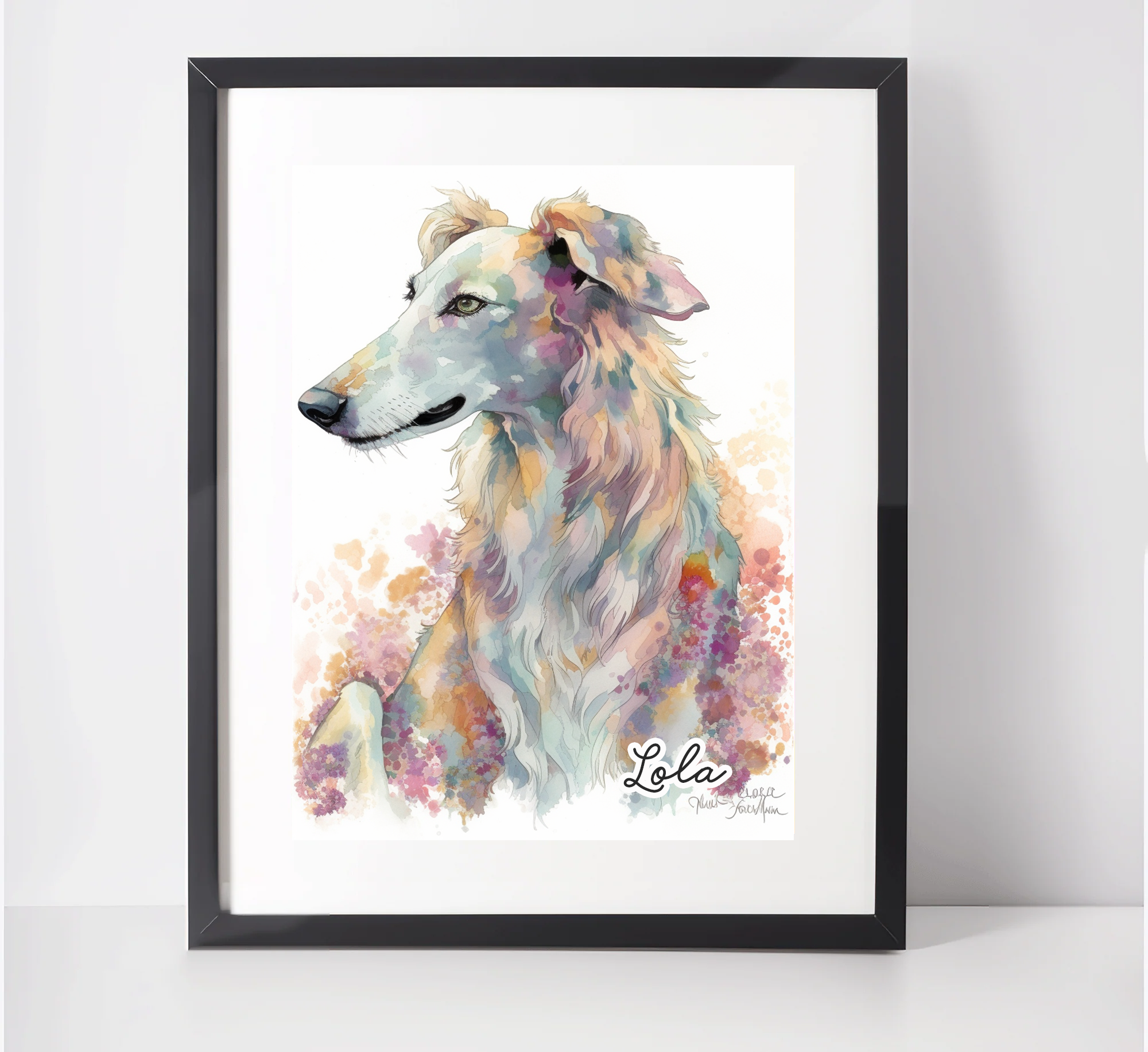 Personalised Borzoi Dog Art Print