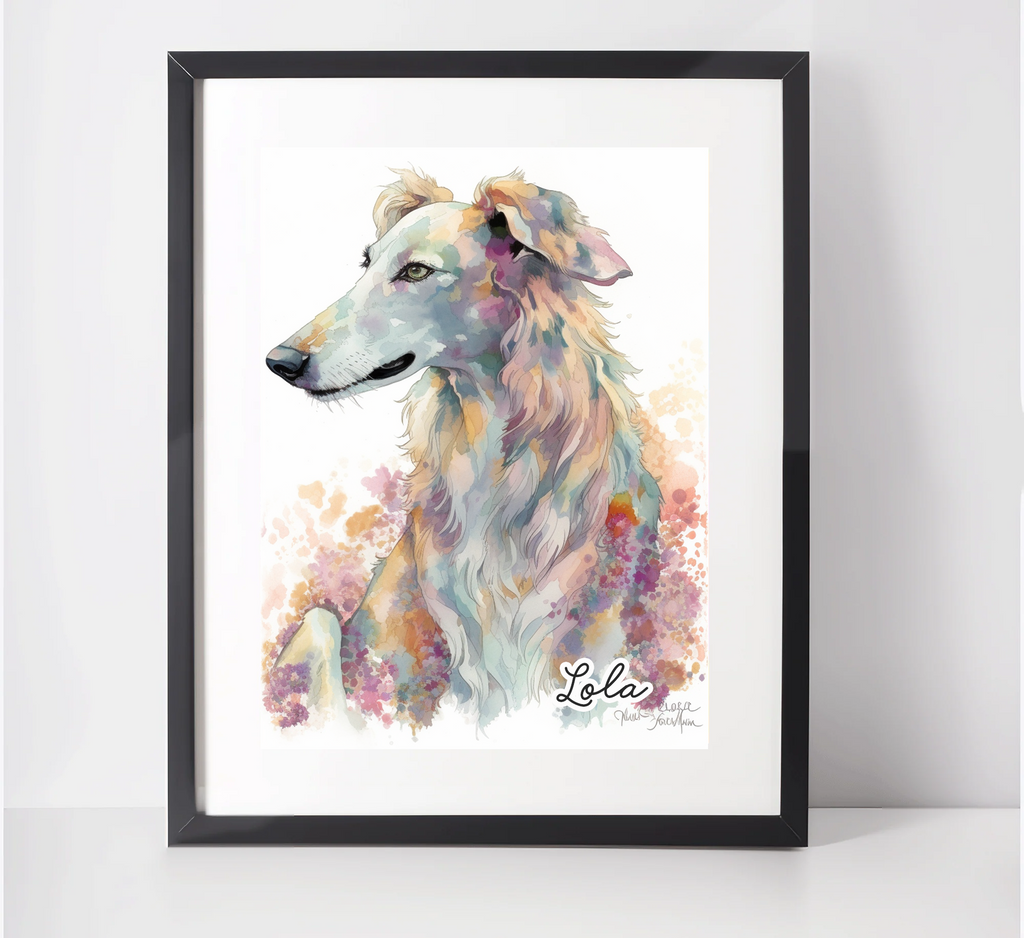 Personalised Borzoi Dog Art Print