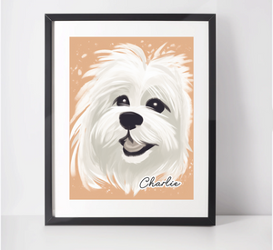 Personalised Maltese Dog Art Print