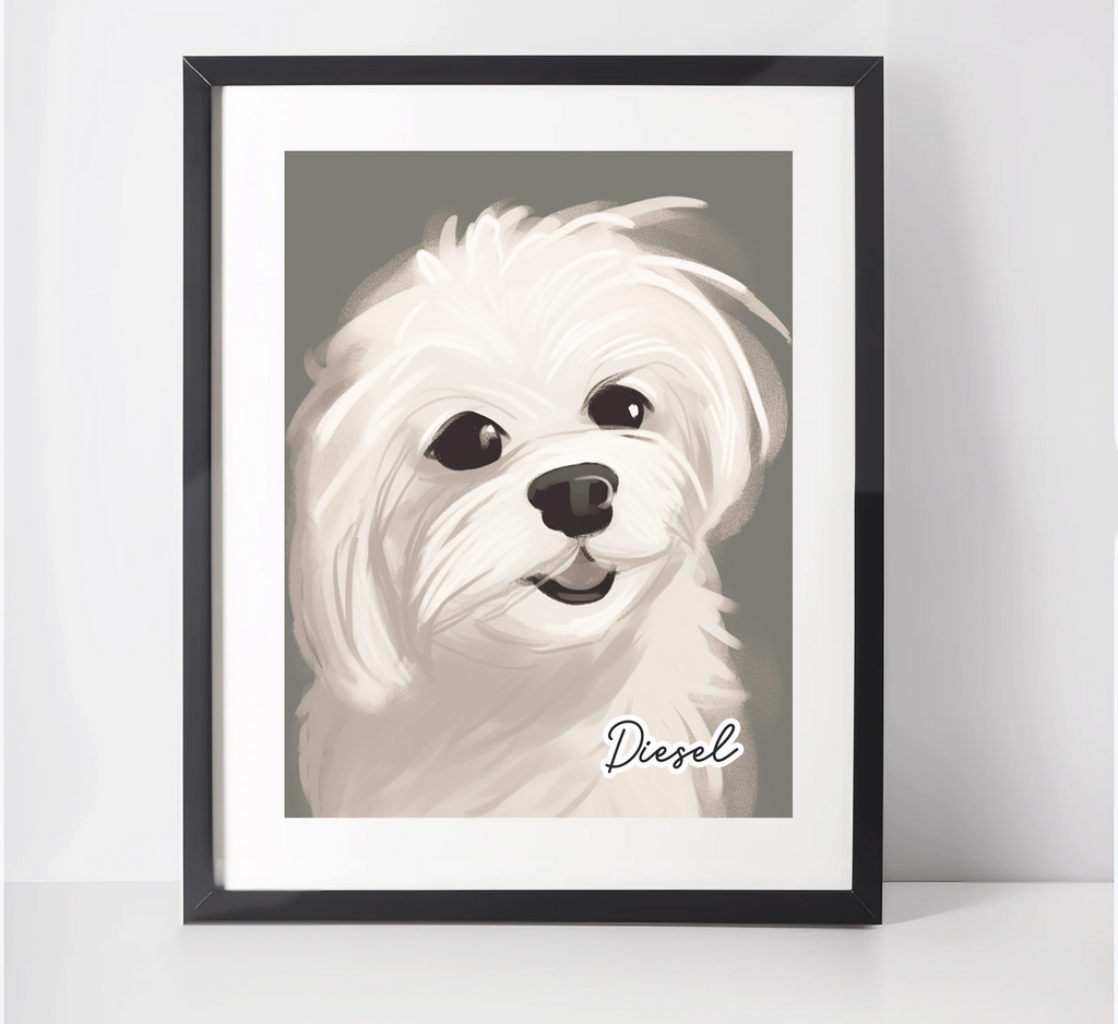 Personalised Maltese Dog Art Print