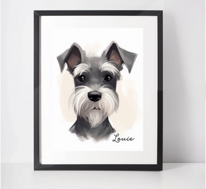 Personalised Miniature Schnauzer Art Print