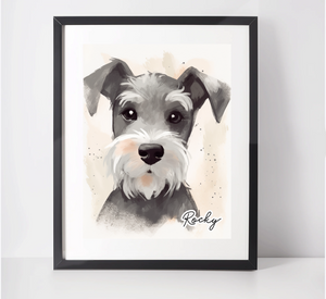 Personalised Miniature Schnauzer Art Print