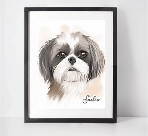 Personalised Shih Tzu Art Print