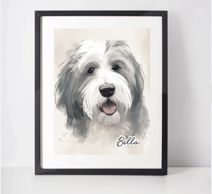 Personalised Old English Sheepdog Art Print