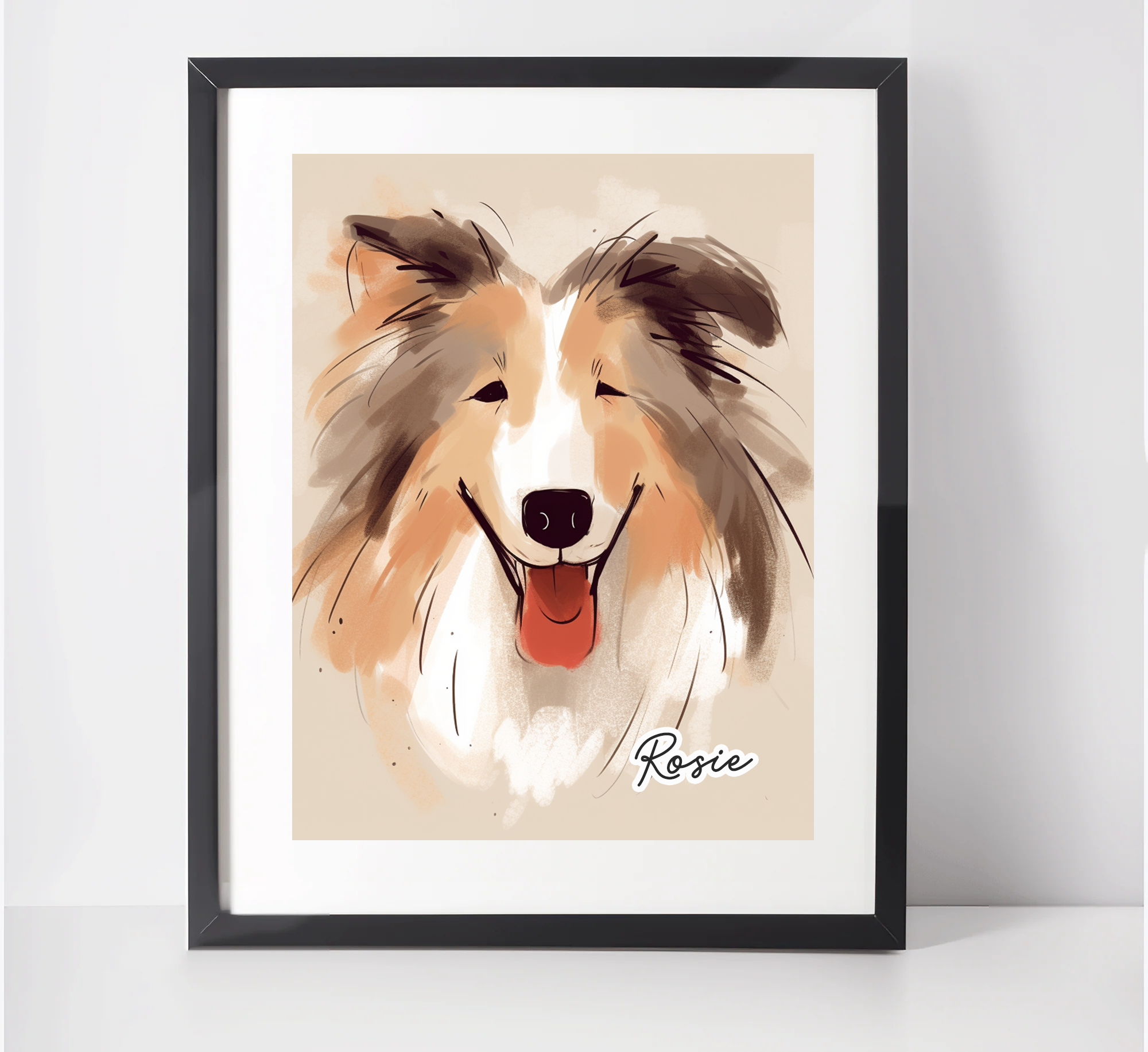 Personalised  Rough Collie Art Print