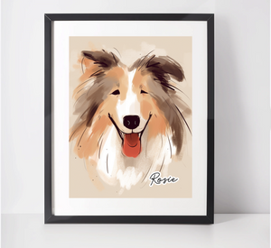Personalised  Rough Collie Art Print
