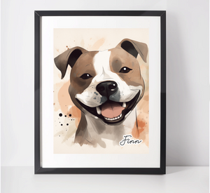 Personalised Staffordshire Bull Terrier Art Print