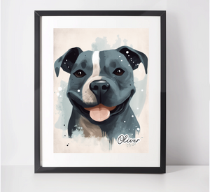 Personalised Staffordshire Bull Terrier Art Print