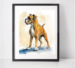 Personalised Boxer Dog Art Print