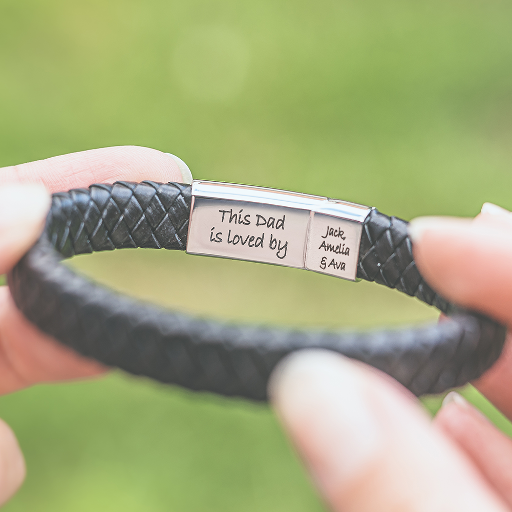 Mens personalised 2025 leather bracelets uk