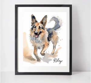 Personalised German Shepherd Art Print