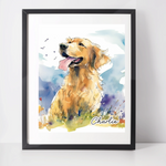 Personalised Golden Retriever Art Print