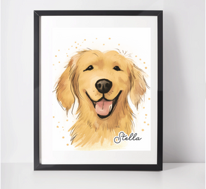 Personalised Golden Retriever Art Print