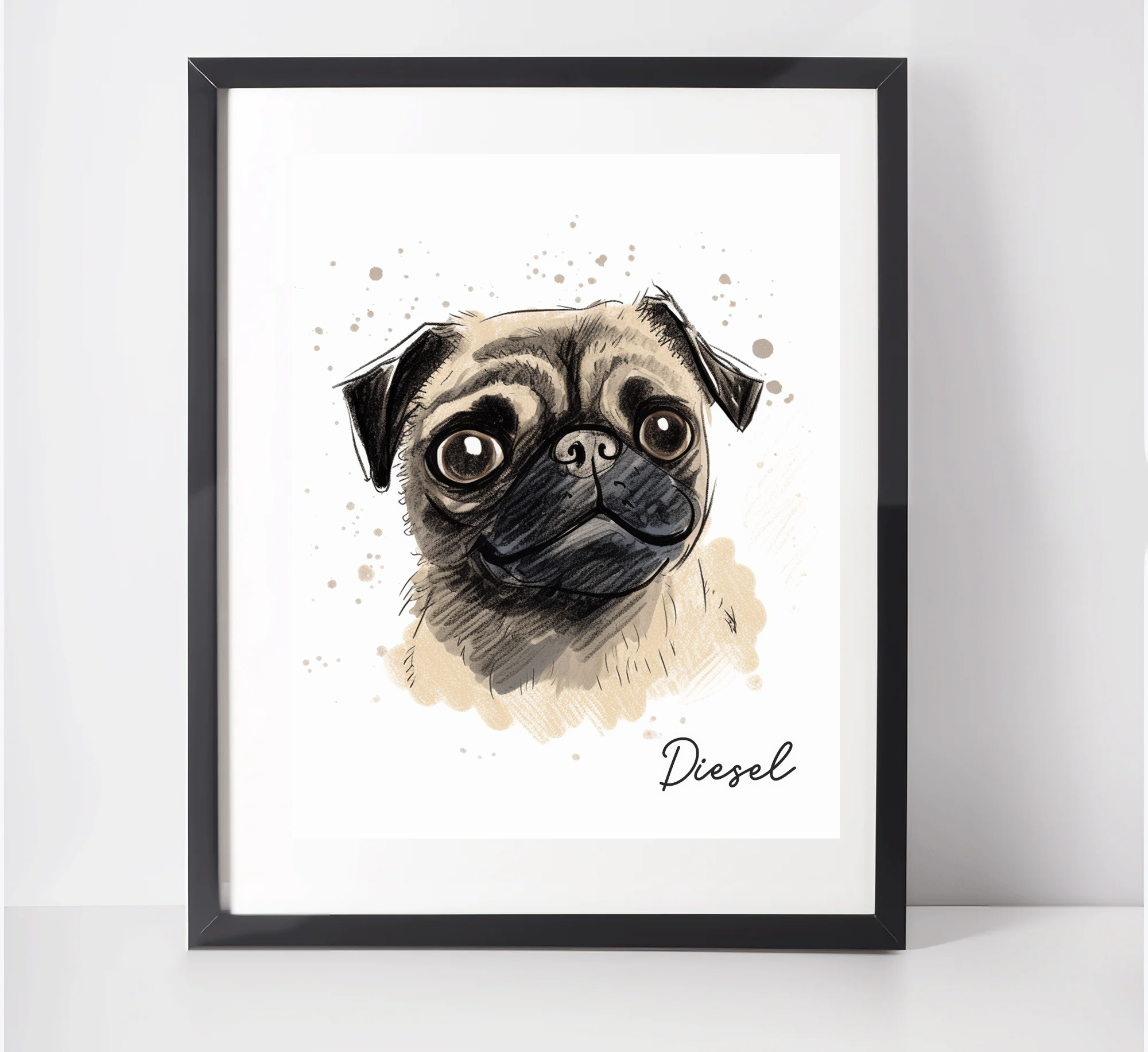 Personalised Pug Art Print