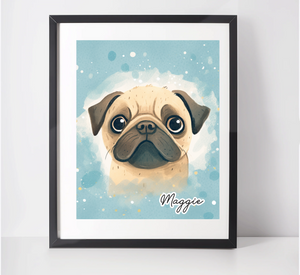 Personalised Pug Art Print