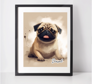 Personalised Pug Art Print