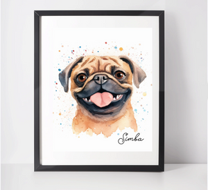 Personalised Pug Art Print