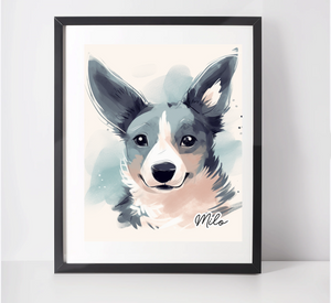 Personalised Welsh Cardigan Corgi Art Print