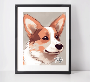 Personalised Welsh Cardigan Corgi Art Print