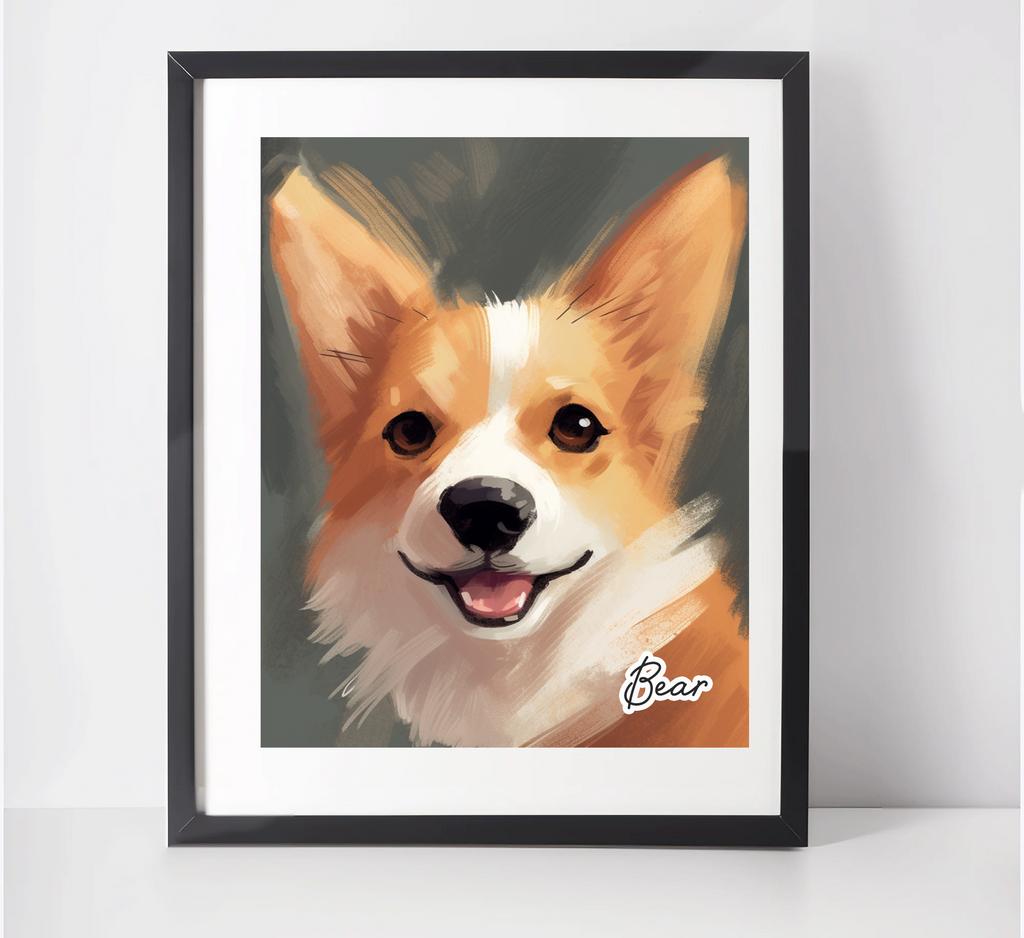 Personalised Welsh Pembroke Corgi Art Print