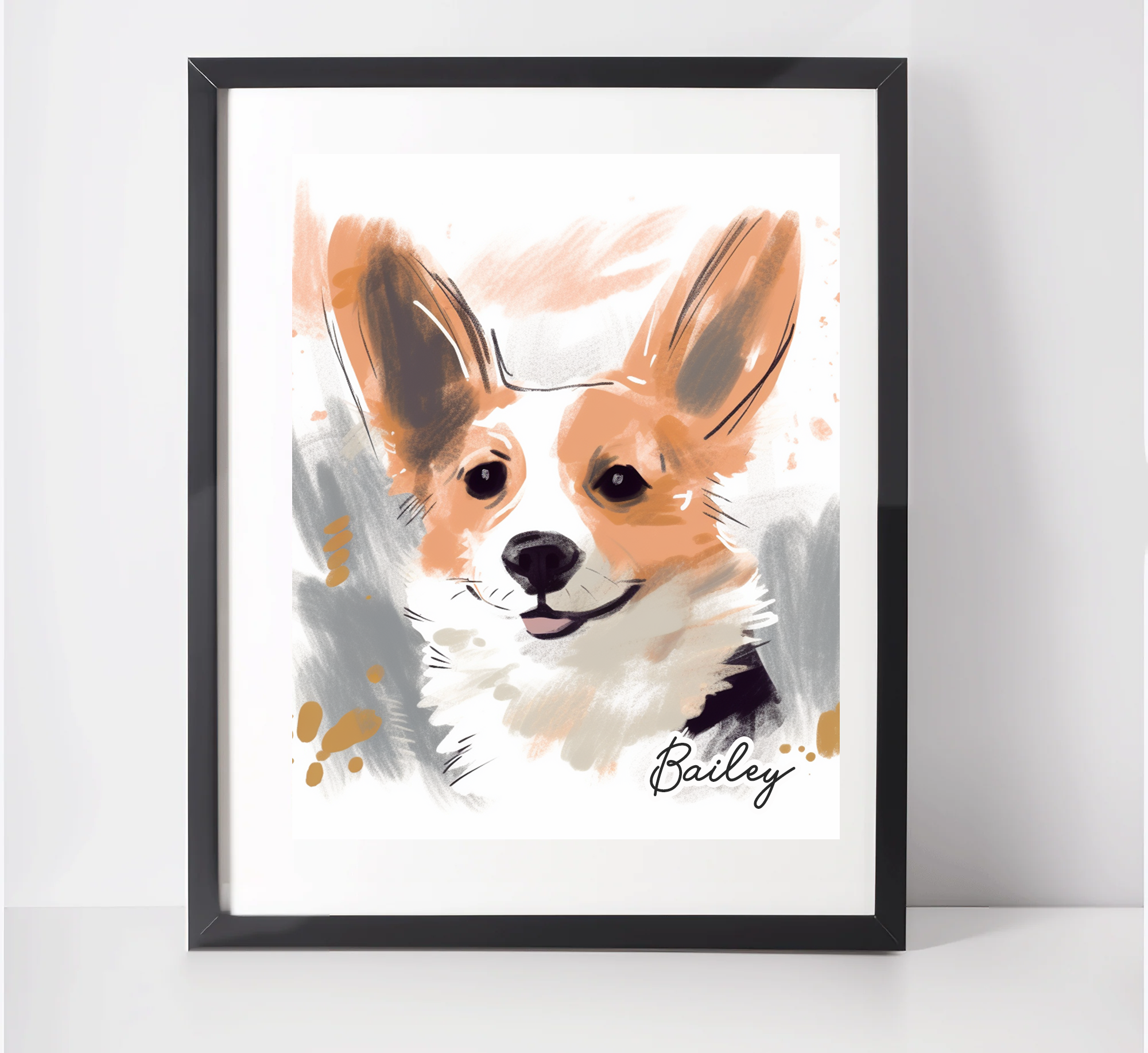 Personalised Welsh Pembroke Corgi Art Print