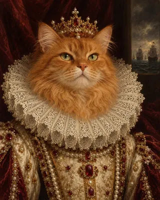 Example cat portrait as Queen Elizabeth I