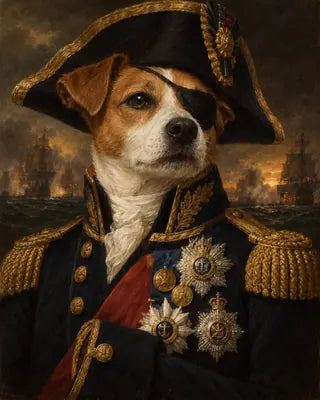 Example dog portrait as Admiral Lord Nelson